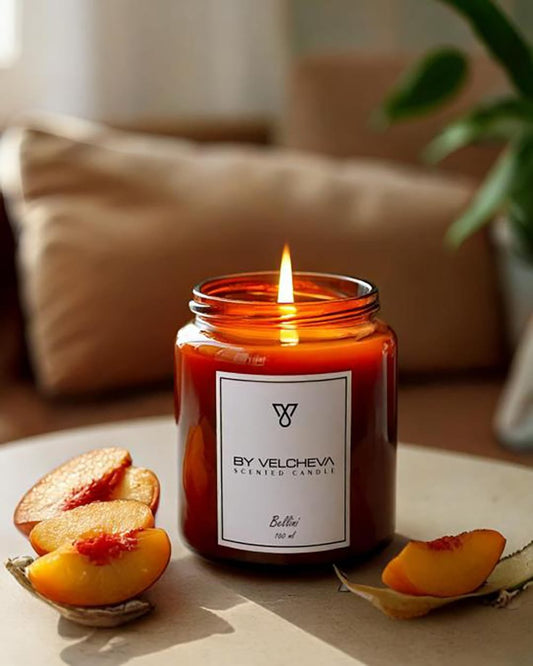 By Velcheva Duftkerze Bellini – 160 ml, Pfirsich, Rum & Vanille - Anania's Shop