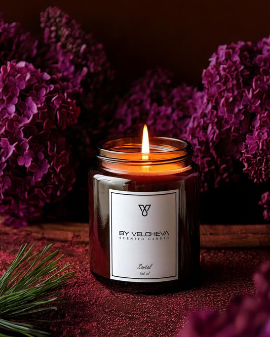 By Velcheva Duftkerze Santal – 160 ml, Sandelholz, Kardamom & Ambra - Anania's Shop