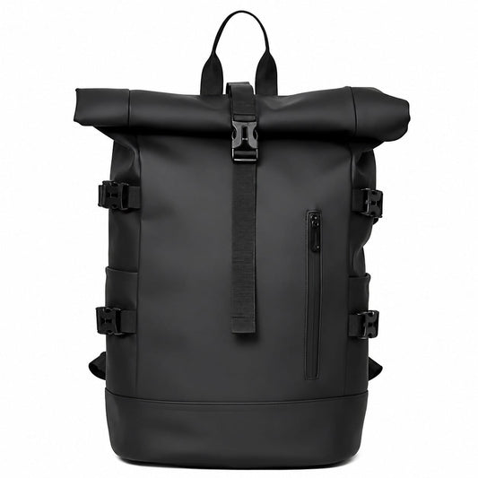 Wasserdichter Rolltop Rucksack Schwarz – Moderner Laptop & Outdoor Rucksack - Anania's Shop
